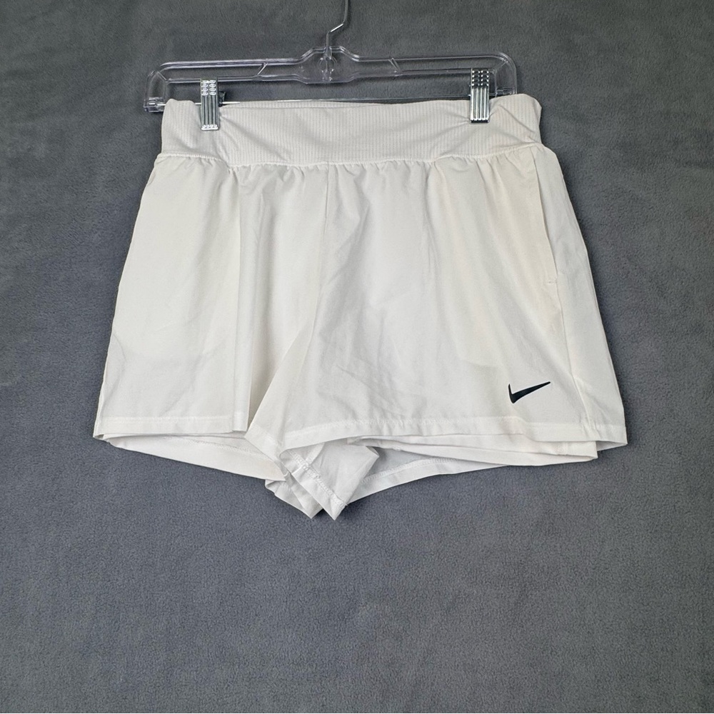 Nike White‎ Women's 2-in-1 Athletic Shorts with Black Swoosh